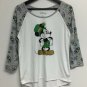 Disney Mickey Mouse St Patricks Day T-shirt Jr SZ M 7-9 White Gray Baseball Tee