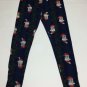 Lularoe Womens One Size Christmas Holiday Leggings Santa Claus Navy Blue