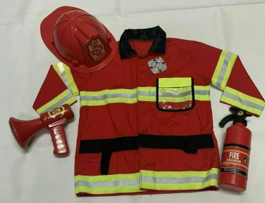Melissa & Doug Fireman Fire Chief Role Play Set Hat Jacket Extinguisher Siren