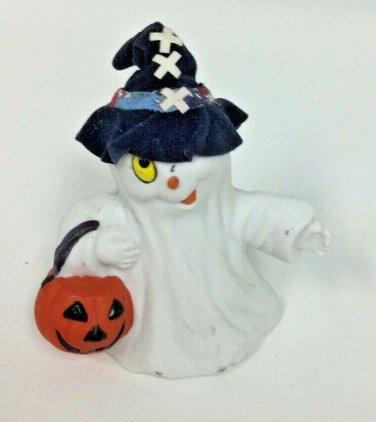 Vintage Halloween Ceramic Ghost Witch Hat Pumpkin Jack O'lantern Figurine Figure