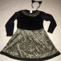Girls Leopard Kitty Halloween Costume Size Large Black Tan Dress Headband