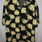 Newport Blue Button Up Hawaiian Shirt Mens Size Large Black Beach Bar & Grill