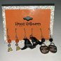 Halloween Silver Black Witch Hat Candy Corn Trick Or Treat Bag 3 Pair Earrings