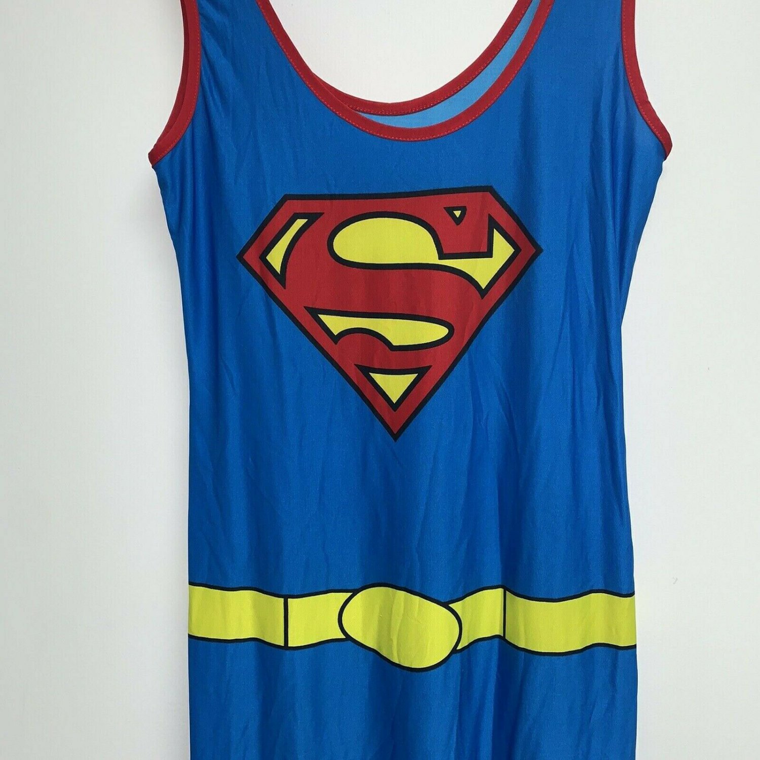 Sexy Supergirl Superhero Adult Tank Mini Dress Halloween Costume Womens ...