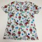 Dr Seuss How The Grinch Stole Christmas Womens Scrub Top Size XS