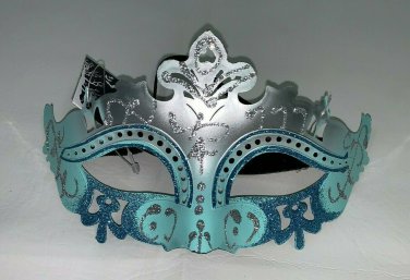 Masquerade Mask Turquoise Blue Silver Party Prom Mardi Gras Halloween Costume