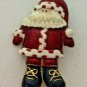 Danecraft Signed Modern Santa Christmas Brooch Pin Gold Tone Enamel Glitter