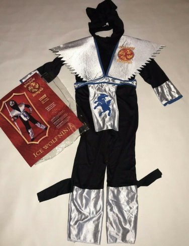 Boys The Shadow Ninjas Ice Wolf Ninja Halloween Costume Size 4-6 Black