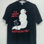 Vintage Delta Pro Weight Mens Novelty Snowman T-shirt Size L Black Graphic Tee