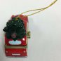 Retro Christmas Tree Ornament Hinged Trinket Box Woody Station Wagon Porcelain