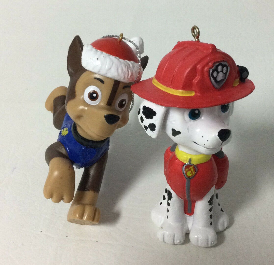 PAW PATROL Nickelodeon Christmas Tree Ornaments Chase and Marshall