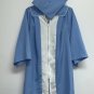 Oak Hall Light Sky Blue Graduation Cap Gown 5'0"- 5' 2" White Center Pleat Cord