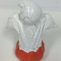 K's Collection Halloween Ceramic Ghost Figurine Crackle Paint Jack O'lantern 6.5