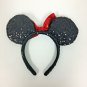 Minnie Mouse Sequin Headband Ears Bow Disney Walt Disney World Park Black Red