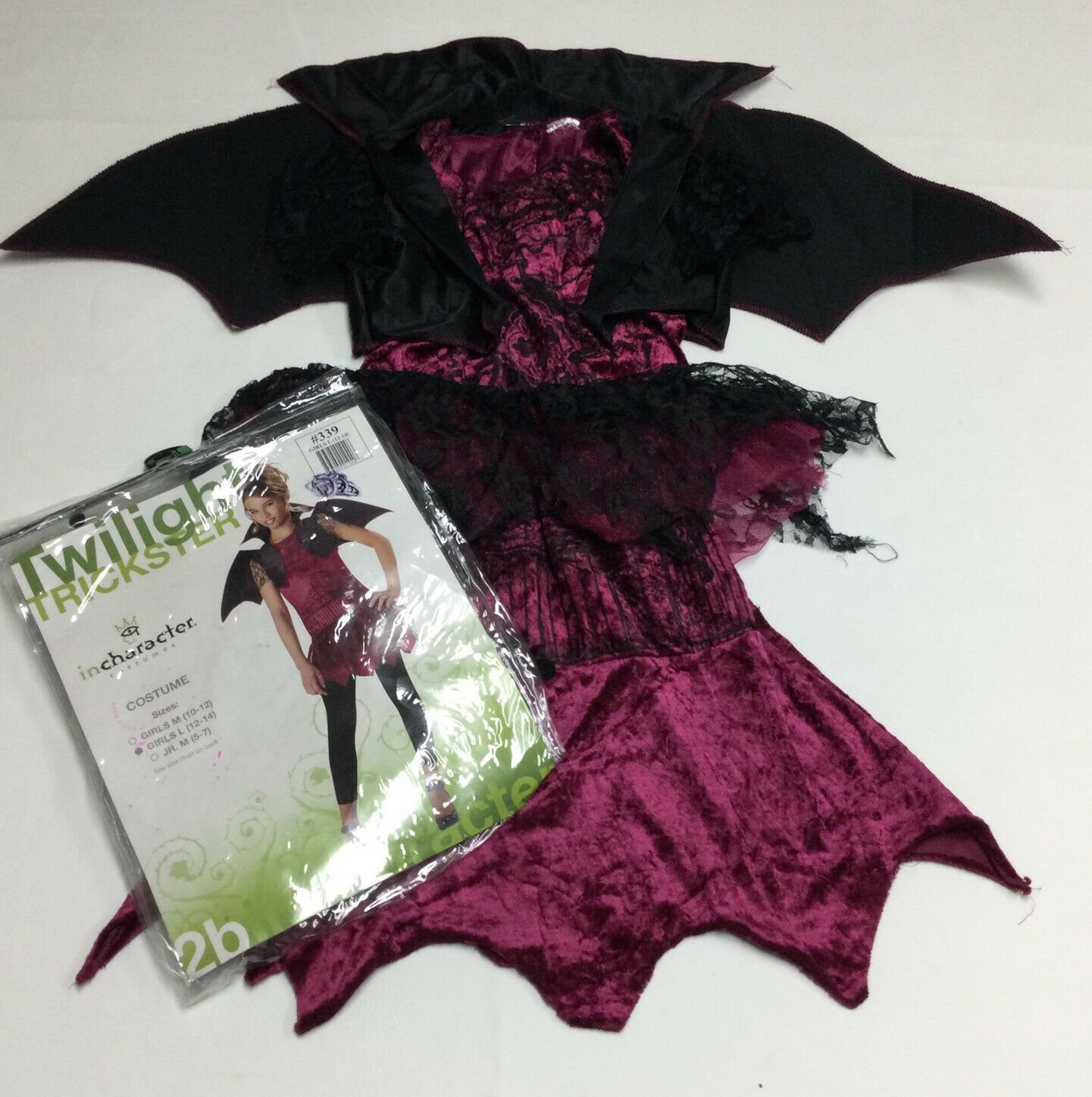 Girls Vampire Vampira Halloween Costume Dress Size L 12 14 Incharacter ...