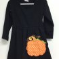 Boutique Toddler Girls Halloween Dress Tunic Size L 4T Appliqued Pumpkin Black