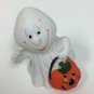 Vintage Brinn's Ceramic Ghost Trick Or Treater Halloween Figurine Figure JOL 3"