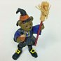 Halloween Teddy Bear Witch Resin Figure Figurine Broom Spells Book Decor 5"  B