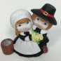 Vintage Ceramic Pilgrim Candle Holder Thanksgiving Centerpiece 3.5" A