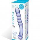 Glas Purple Rain Ribbed Glass Dildo