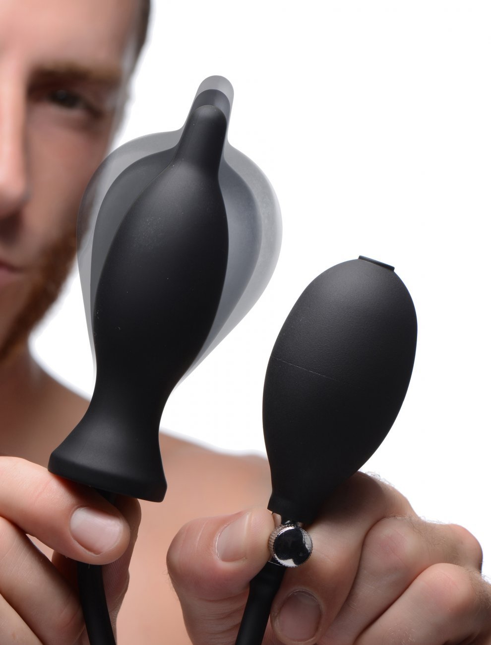 Master Series Dark Inflator Silicone Inflatable Anal Plug