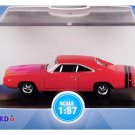 1968 Dodge Charger Bright Red with Black Stripes 1/87 (HO) Scale Diecast Model Car by Oxford Diecast