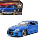 Brian Nissan Skyline GT-R R34 Blue 1/24 Jada Fast & Furious Diecast RHD Brian Nissan Skyline GT-R R34 Blue 1/24 Jada Fast & Furious Diecast RHD