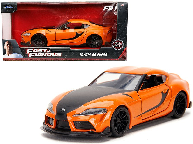 Toyota GR Supra Orange Black Stripes 1/32 Jada Fast & Furious F9 Diecast