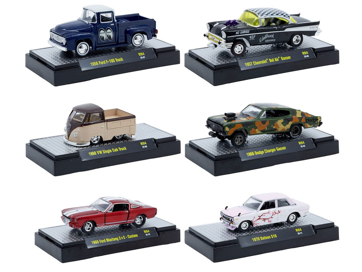 M2 Machines Auto Meets Release 94 6 Car Set w/ Display Cases 1/64 Diecast
