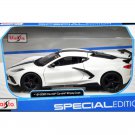 2020 Chevy Corvette Stingray Coupe White Black Stripes 1/24 Maisto Diecast 2020 Chevy Corvette Stingray Coupe White Black Stripes 1/24 Maisto Diecast