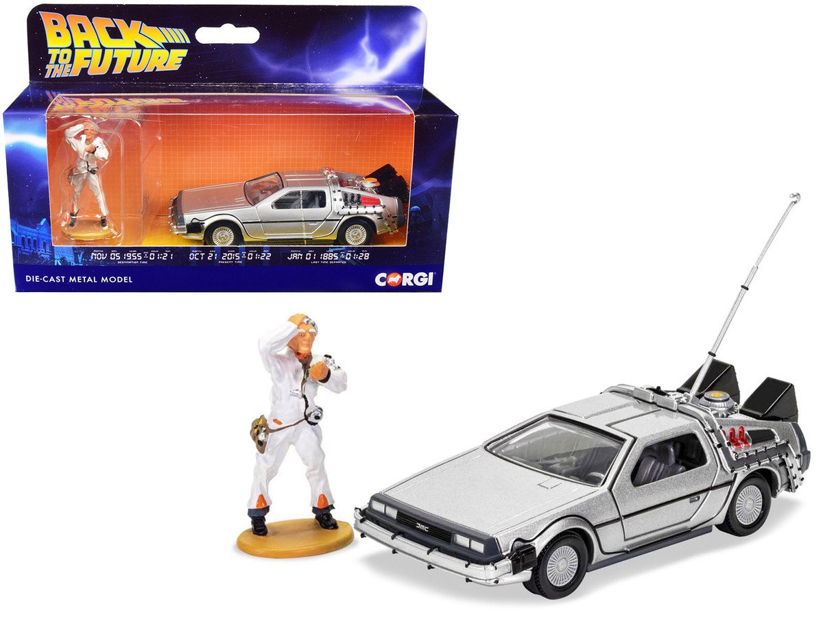 DMC DeLorean Time Machine w/ Doc Brown Corgi Back to the Future Diecast