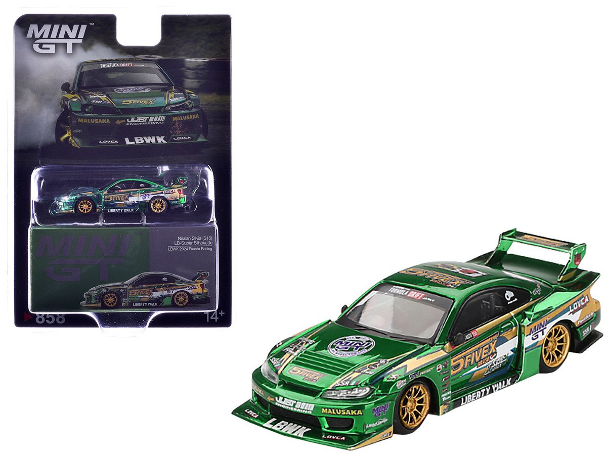 Nissan Silvia S15 LB Super Silhouette Green 1/64 Mini GT Fausto Racing
