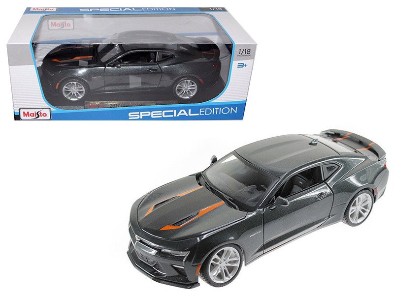 2017 Chevy Camaro SS Gray Orange Stripes 1/18 Maisto 50th Anniversary