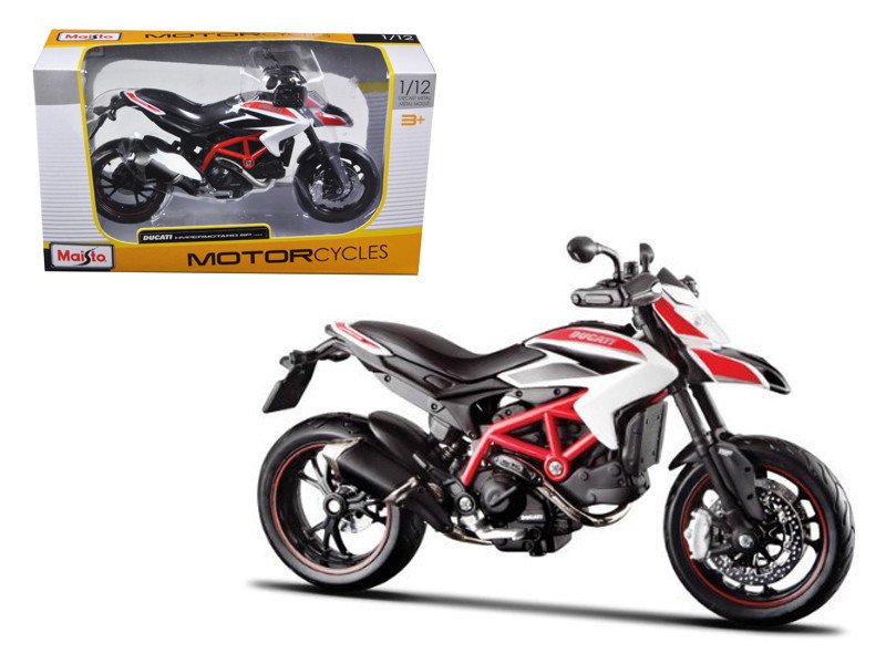 2013 Ducati Hypermotard SP White Red Black 1/12 Maisto Motorcycle Model