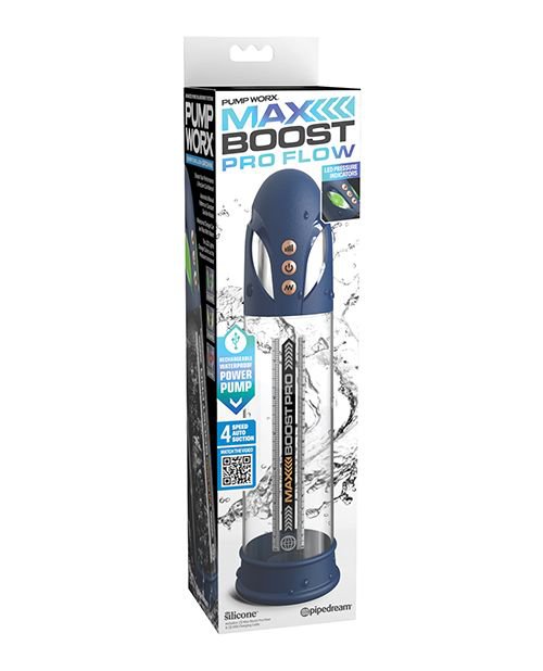 Pump Worx Max Boost Pro Vacuum Penis Pump Blue Clear