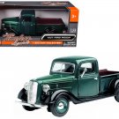 1937 Ford Pickup Truck Green Black 1/24 Diecast Motormax