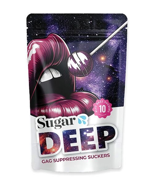Sugar Splash Deep Gag Suppressing Purple Razz Suckers 10 Piece Pack