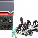 Formula 1 Pit Crew Team Black 7 Figure Set 1/43 American Diorama