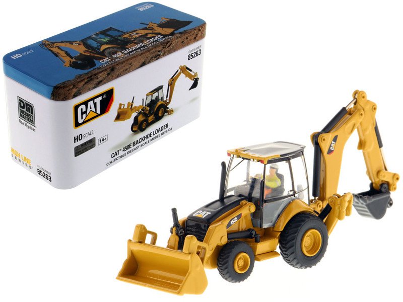 CAT Caterpillar 450E Backhoe Loader w Operator 1/87 HO Diecast Masters