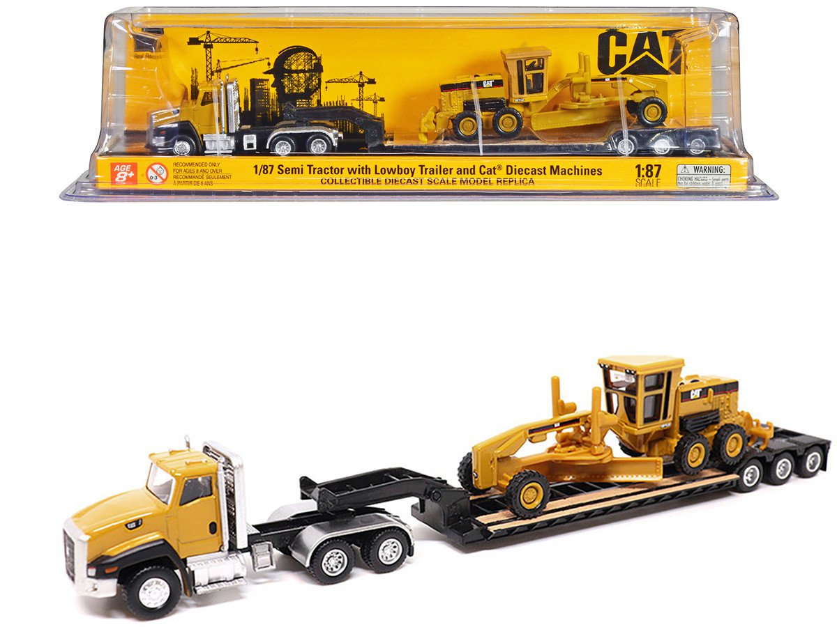 CAT CT660 Day Cab Lowboy Trailer & 163H Grader 1/87 HO Diecast Masters