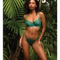 Electric Crush Metallic Floral Lace Bra & Thong 2 Pc Set Teal Small