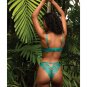 Electric Crush Metallic Floral Lace Bra & Thong 2 Pc Set Teal Small