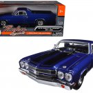 1970 Chevrolet El Camino SS 396 Dark Blue Black Stripes 1/24 Diecast Model by Motormax