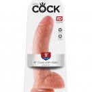 King Cock 9 Inch Realistic Dildo with Balls Flesh Suction Cup