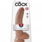 King Cock 9 Inch Realistic Dildo with Balls Tan Suction Cup