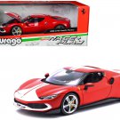Ferrari 296 GTB Assetto Fiorano Red White Stripes 1/18 Diecast Model by Bburago Ferrari 296 GTB Assetto Fiorano Red White Stripes 1/18 Diecast Model by Bburago