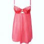 Eden Mesh Chemise Mini Dress Keyhole Cutout Coral MD