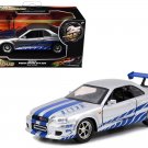 Brian's Nissan Skyline GT-R R34 Silver Blue Stripes 2 Fast 2 Furious 1/32 Jada