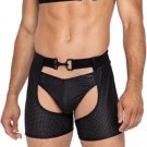 Master Chaps w/Hook & Ring Closure & Rear Cut Out (Thong Not Included) - Black XL
