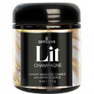 Sensuva Lit Champagne Luxury Massage Candle 4 oz